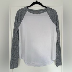 SO Long Sleeve Soft Gray and White Top